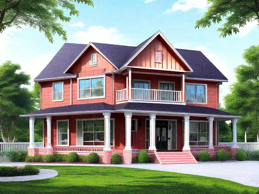 Two-Story American Style Steel-Wood Structure House